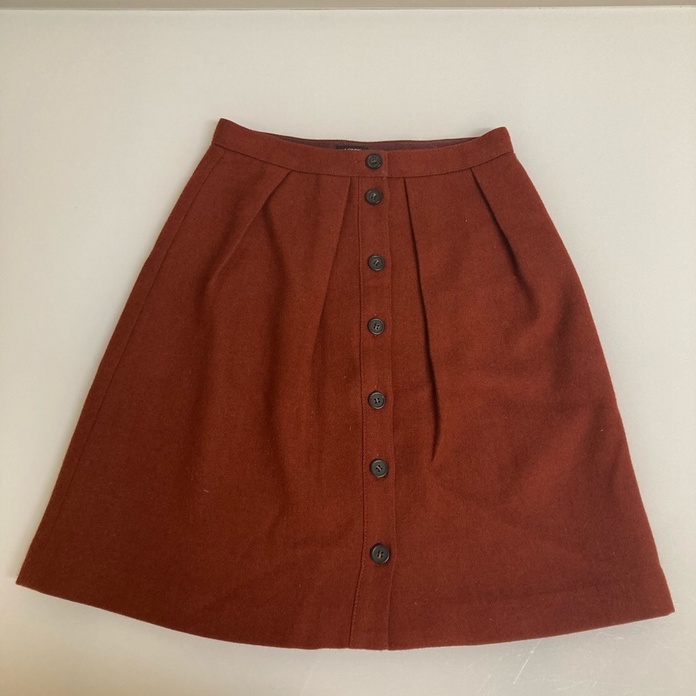 J.Crew Rust Button Down Wool Skirt